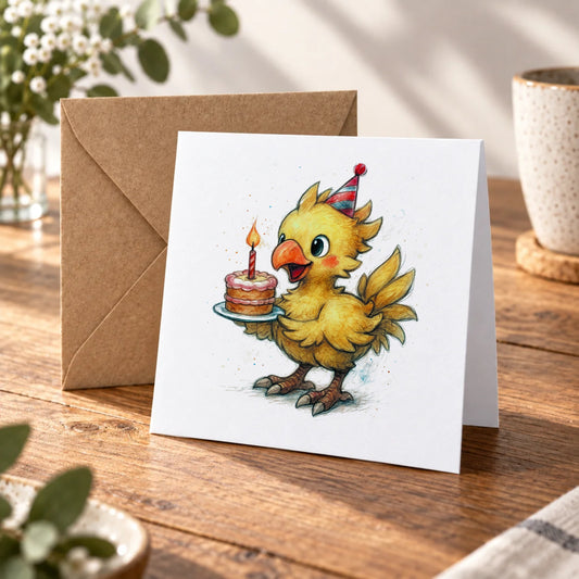 Fantasy Bird Greeting Card – Warm Wood