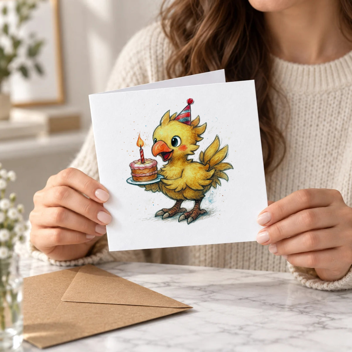 Fantasy Bird Greeting Card – Held Card