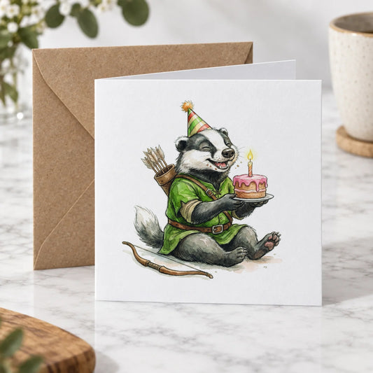 Archer Badger Greeting Card – Hero