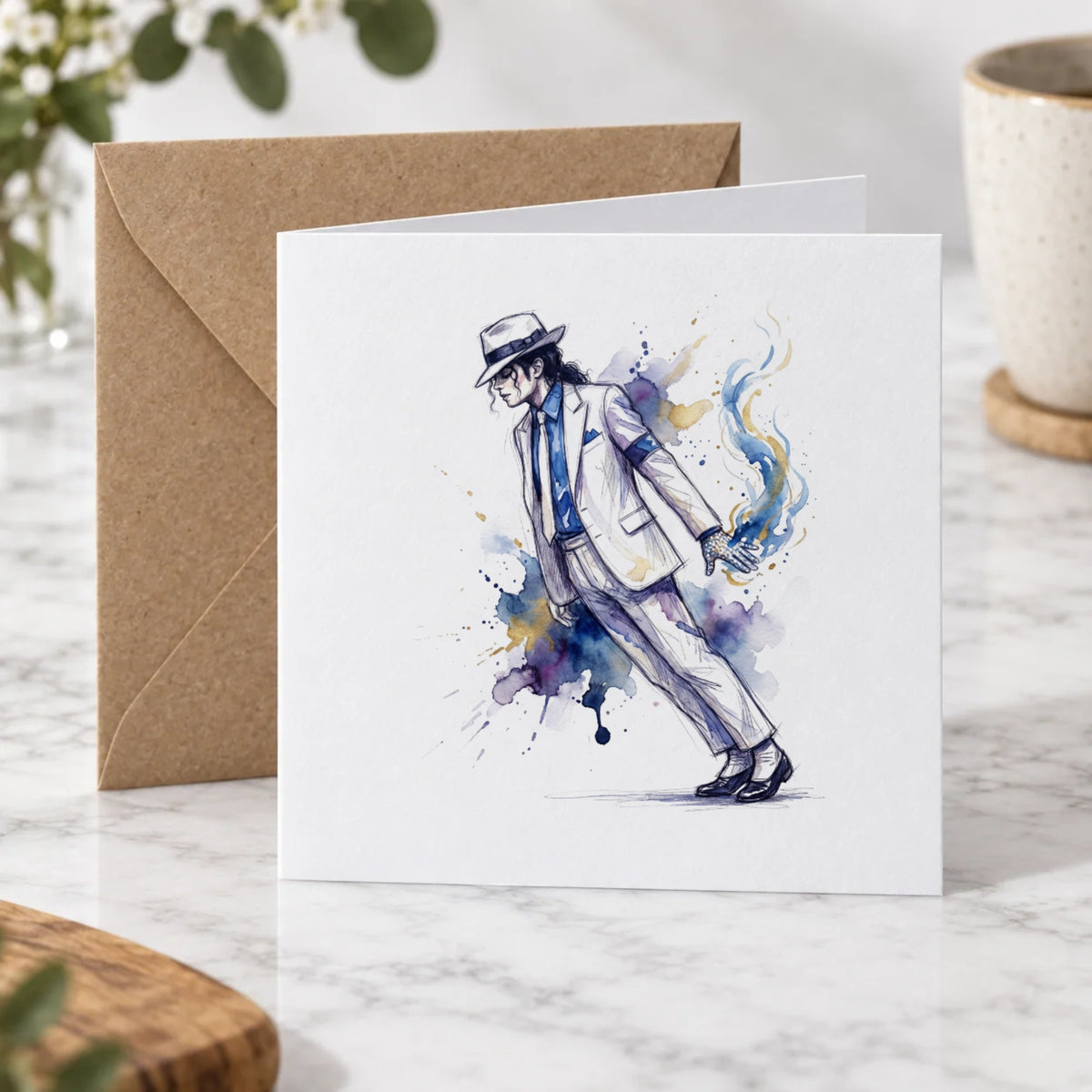 80s Pop Dancer Watercolour Greeting Card – Hero
