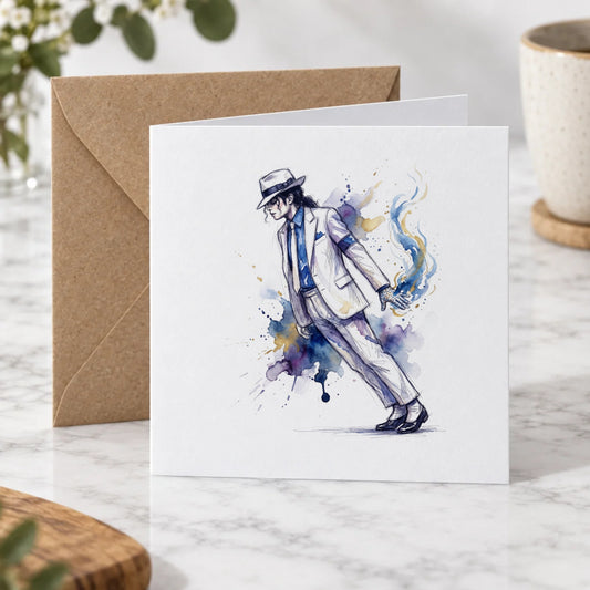 80s Pop Dancer Watercolour Greeting Card – Hero