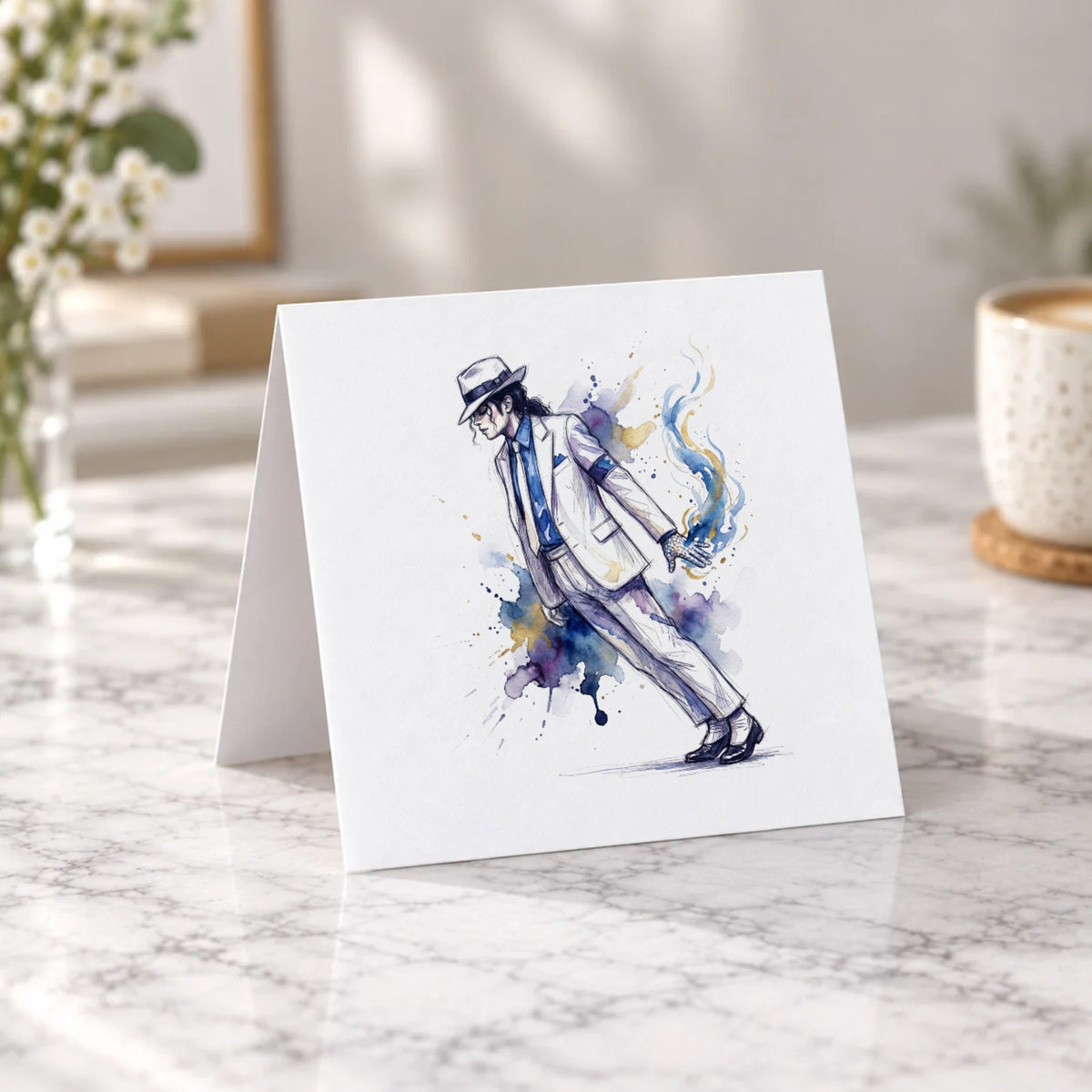 80s Pop Dancer Watercolour Greeting Card – Tent Fold