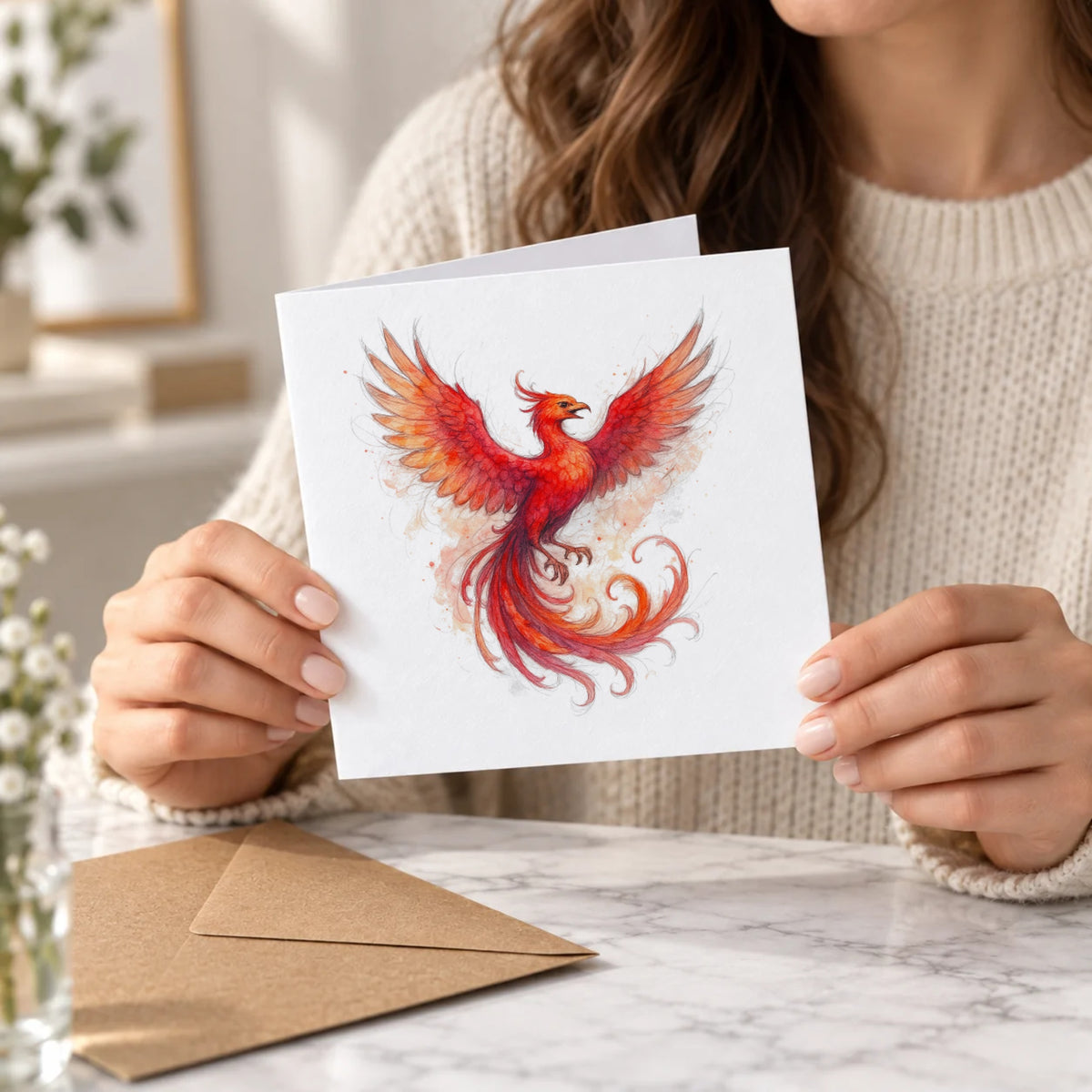 Phoenix Greeting Card – Held Card