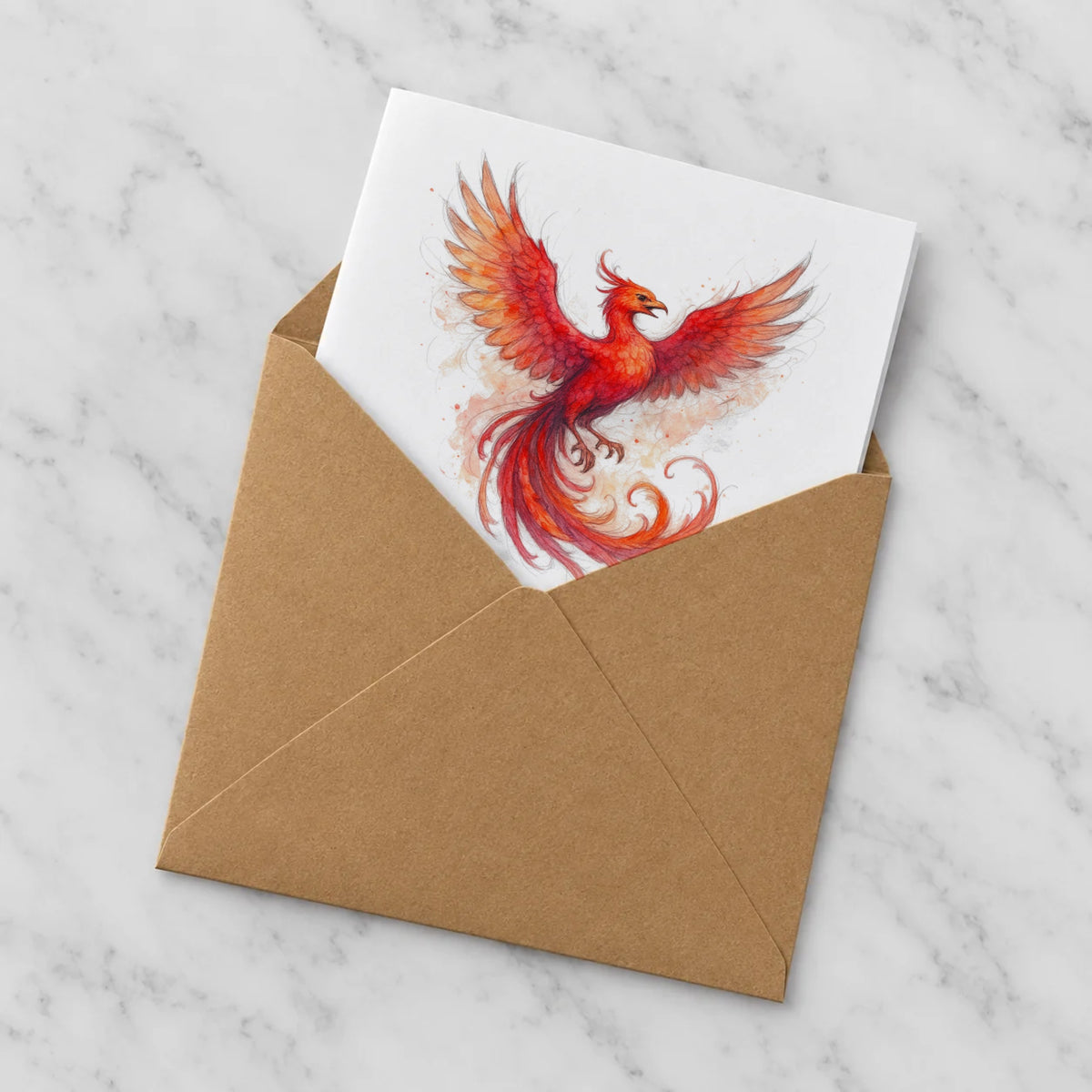 Phoenix Greeting Card – Half in Envelope