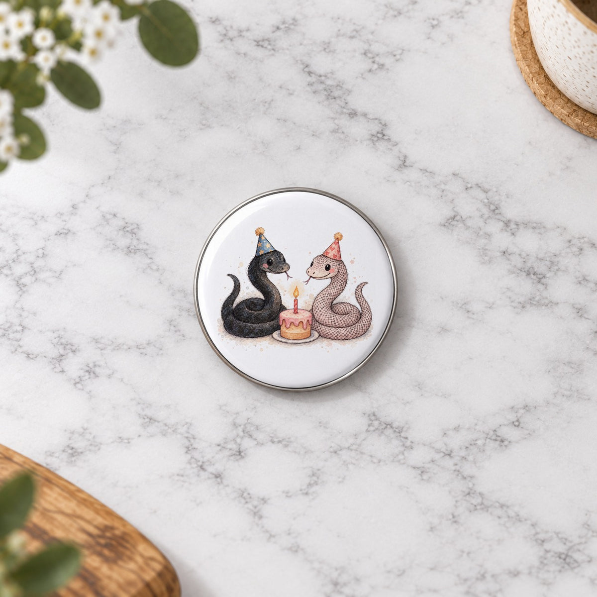 Snake Pair Birthday Card with matching small badge