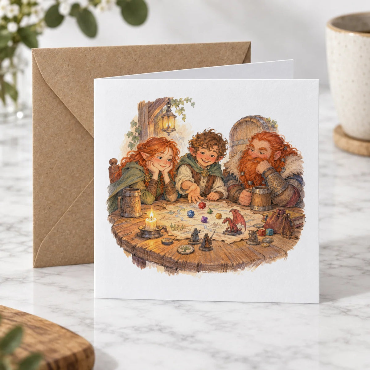 Fantasy Tavern Game Night Greeting Card – Hero