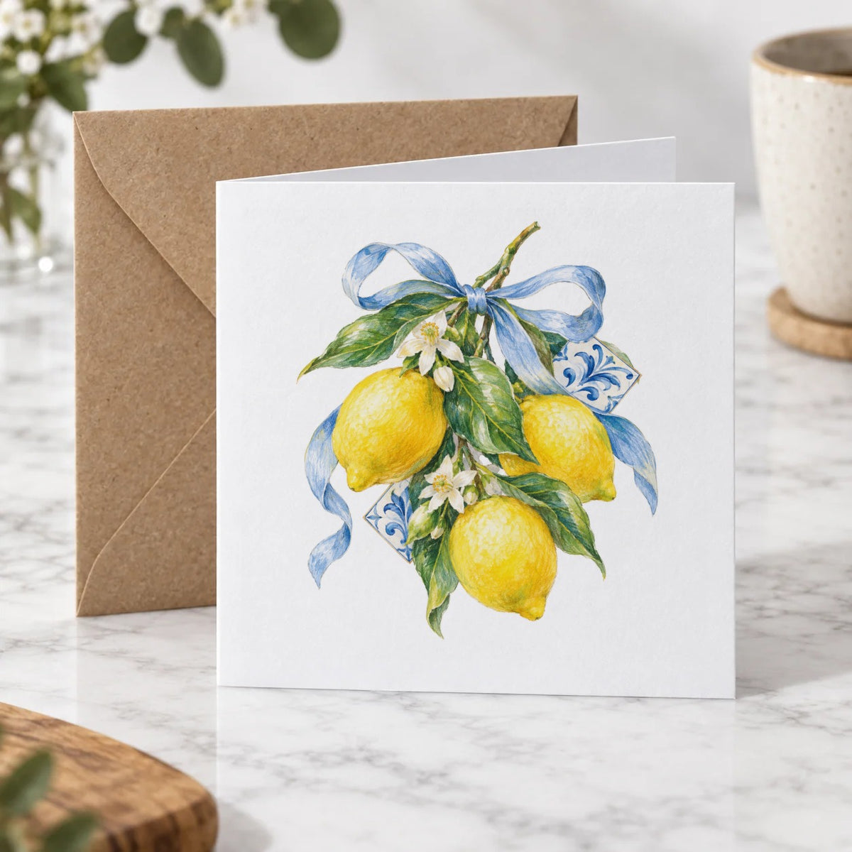 Lemons and Blue Ribbon Greeting Card – Hero