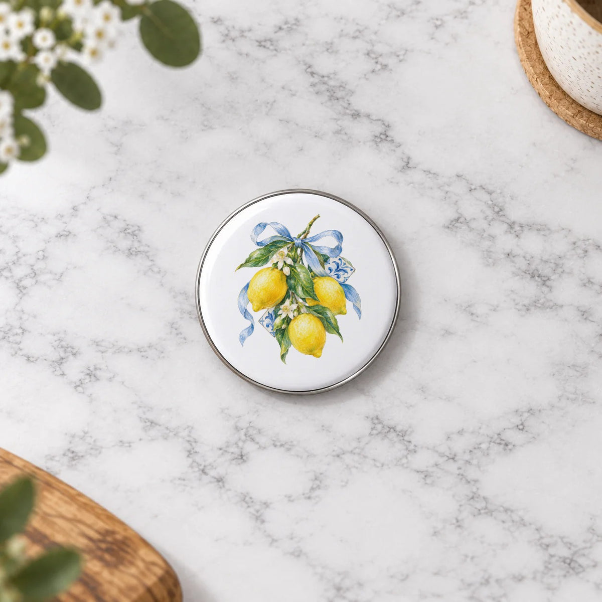 Lemons and Blue Ribbon Greeting Card – Badge Small