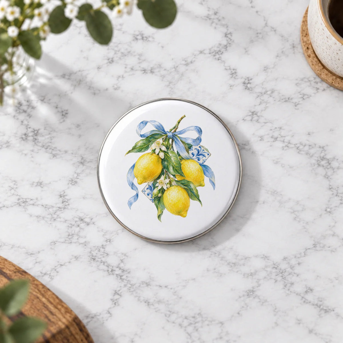 Lemons and Blue Ribbon Greeting Card – Badge Large