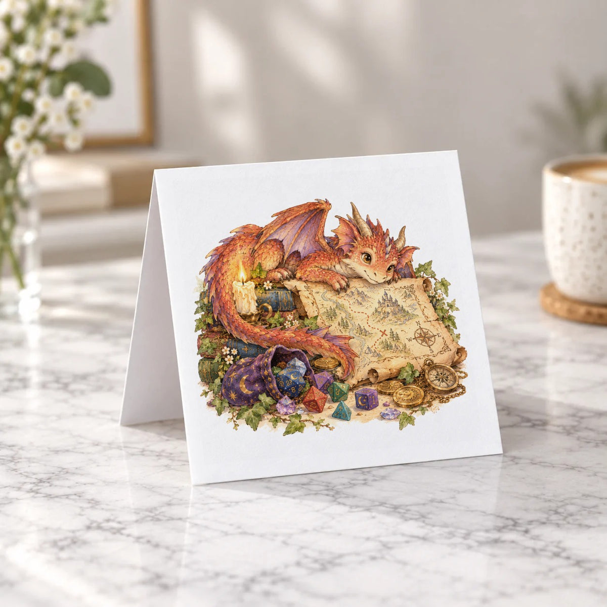 Little Dragon and Treasure Map Greeting Card – Tent Fold