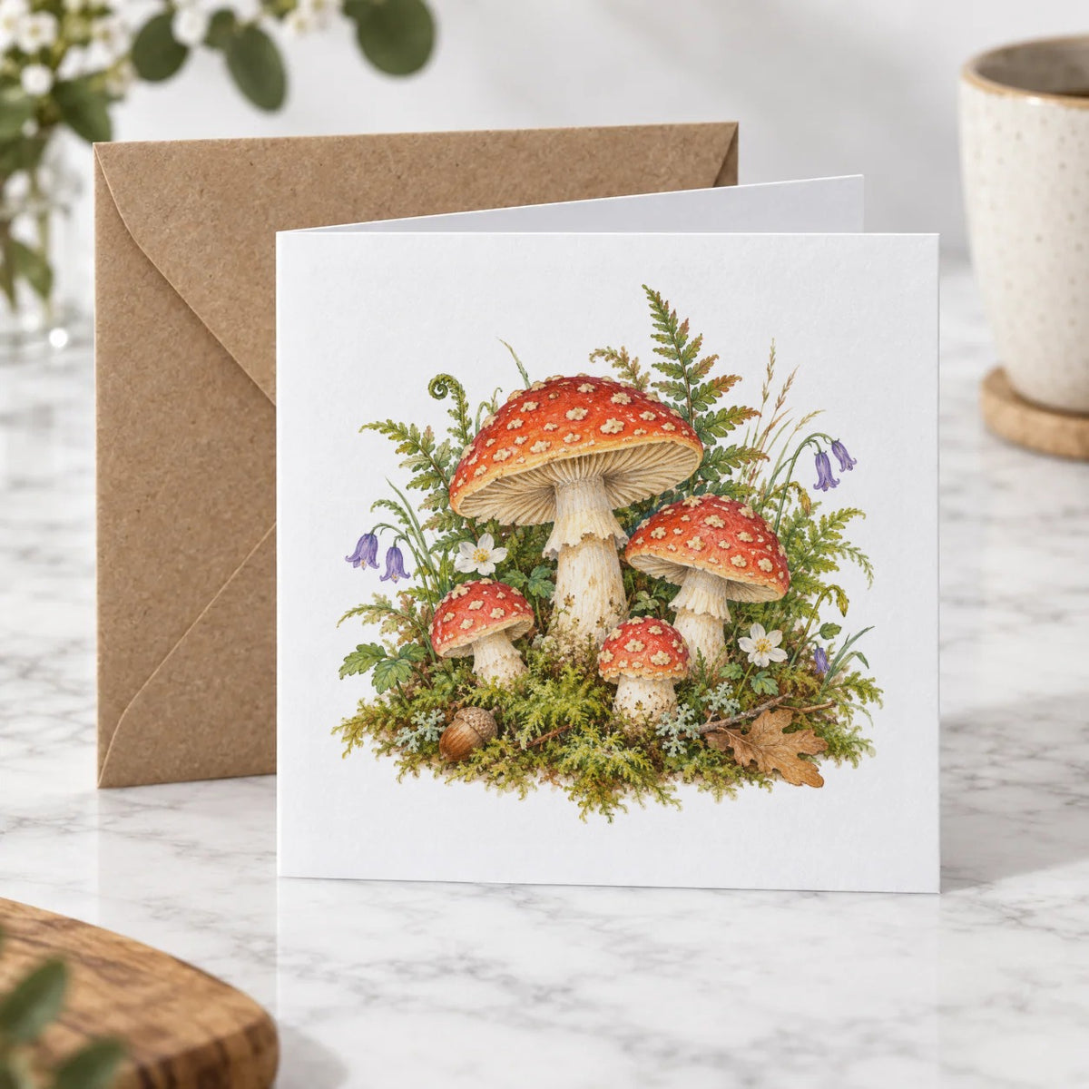 Woodland Toadstools and Ferns Greeting Card – Hero