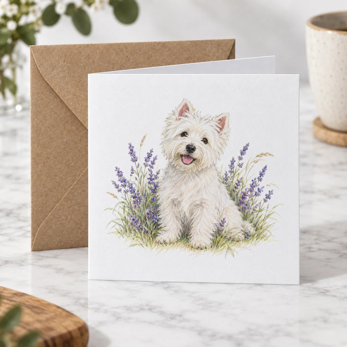 Westie and Lavender Greeting Card – Hero