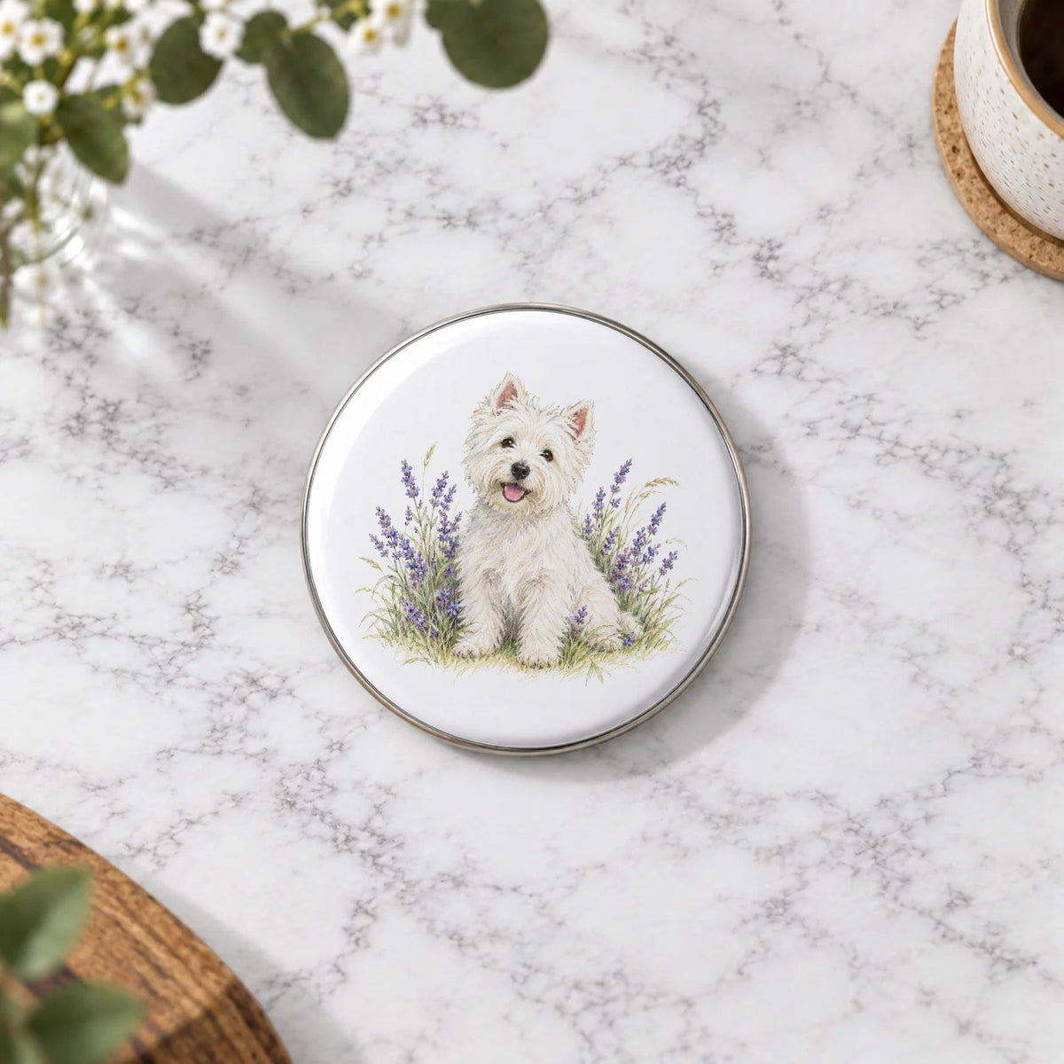Westie and Lavender Greeting Card – Badge Large