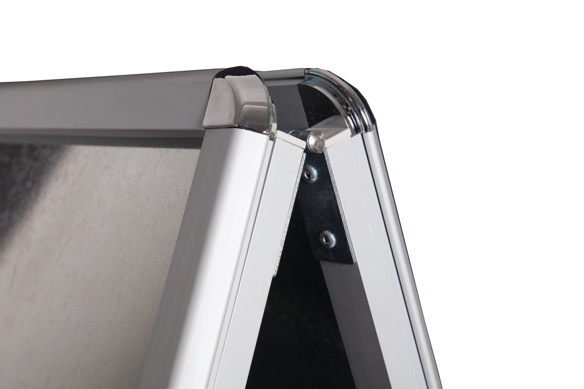 Close-up of the clear cover and top corner of the A poster frame