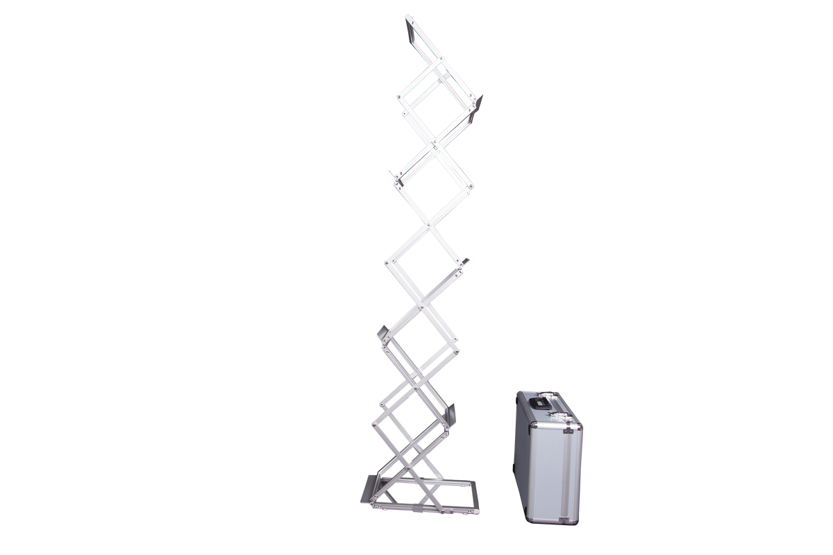 A4 aluminium zig zag literature stand for brochures and exhibition literature