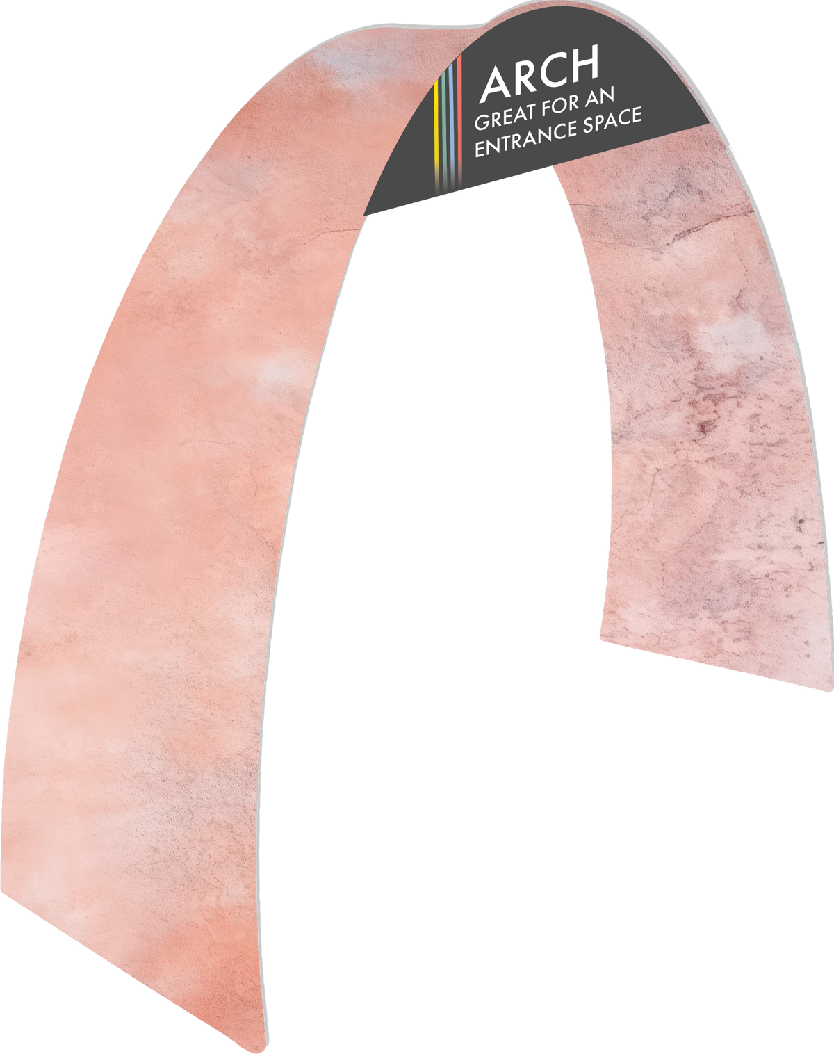 Freestanding Arch tube fabric display shown with a printed graphic