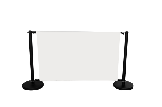 Black Cafe Barrier complete system with black posts and blank graphic