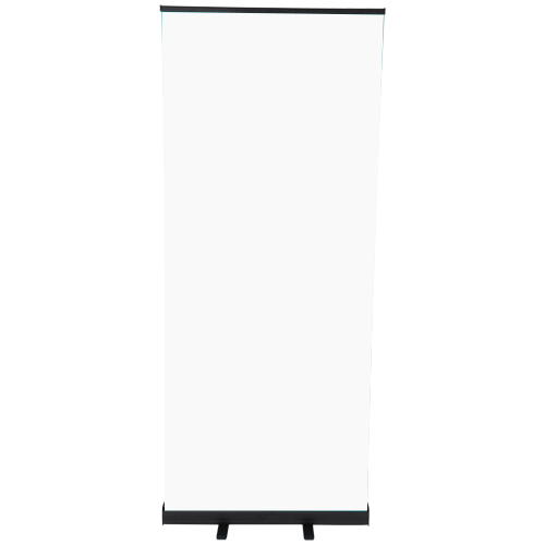 Front view of the black Entry roller banner hardware