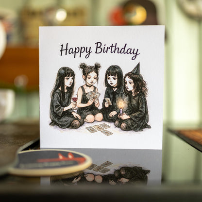 The Craft Birthday Card – Gothic Witch Girl Illustration – Tarot Reading Party Greeting – Occult Coven Friendship Card – Handmade Witchy Art