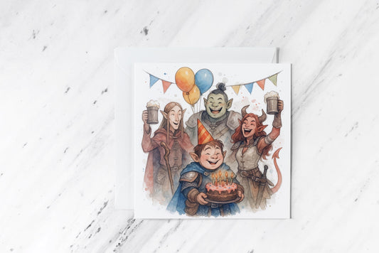 DND Birthday Card – Adventuring Party Celebration – Funny Fantasy RPG Greeting – TTRPG Nerd Gift – Dungeons and Dragons Card – Handmade
