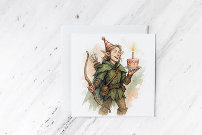 Male Ranger Birthday Card – DND Archer Greeting Card – Fantasy Birthday for Him – Elf Forest Adventurer Card – TTRPG Nerdy Gift for Men