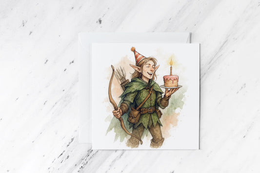 Male Ranger Birthday Card – DND Archer Greeting Card – Fantasy Birthday for Him – Elf Forest Adventurer Card – TTRPG Nerdy Gift for Men