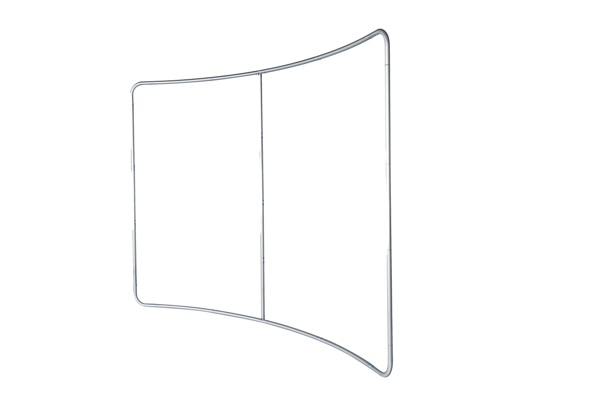 Curved aluminium tube frame for the fabric display