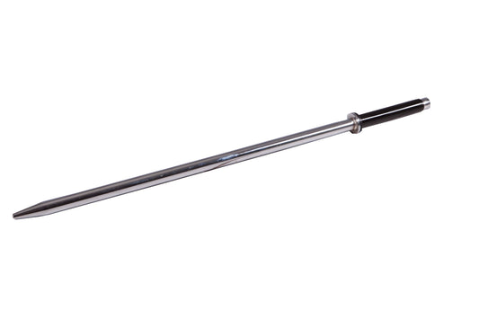 Economy flag ground spike with pointed shaft and black pole fitting