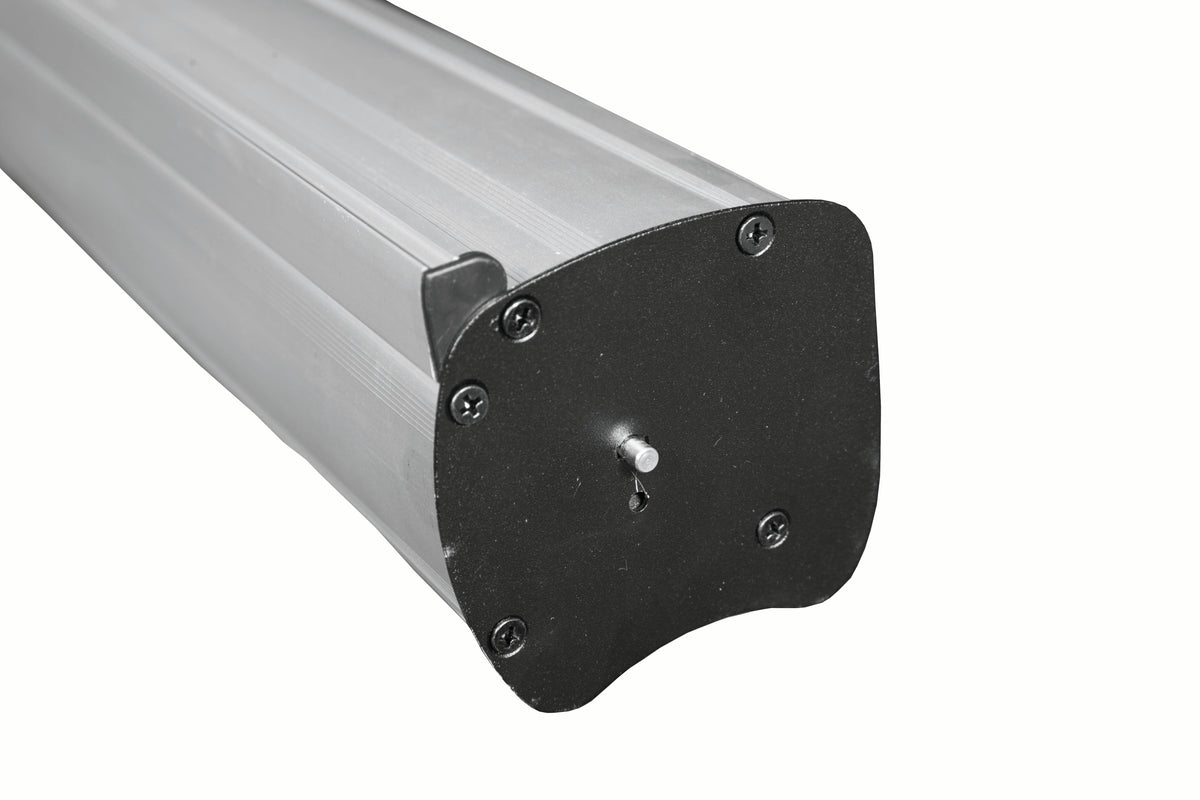 Close view of the Entry roller banner cassette and stabilising feet