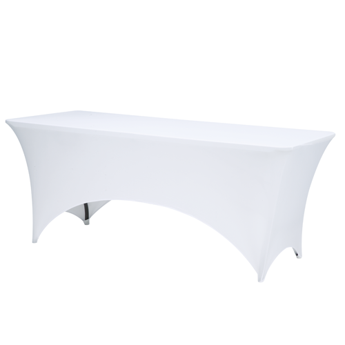 Stretch table cover on folding table