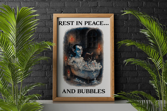 Gothic Vampire Bath Print: Funny Horror Bathroom Wall Art