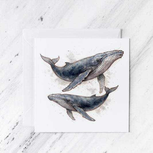 Blue Whale Greeting Card: Ocean Animal Thank You Card