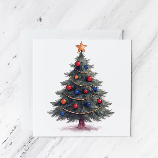 Christmas Tree Greeting Card: Whimsical Holiday Art, Blank Inside