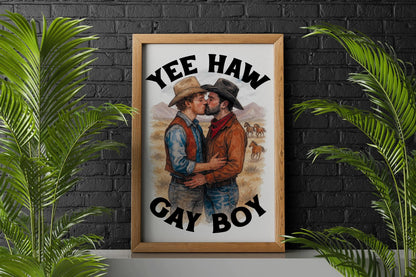 Gay Cowboy Art Print: Whimsical LGBTQ+ Western Decor