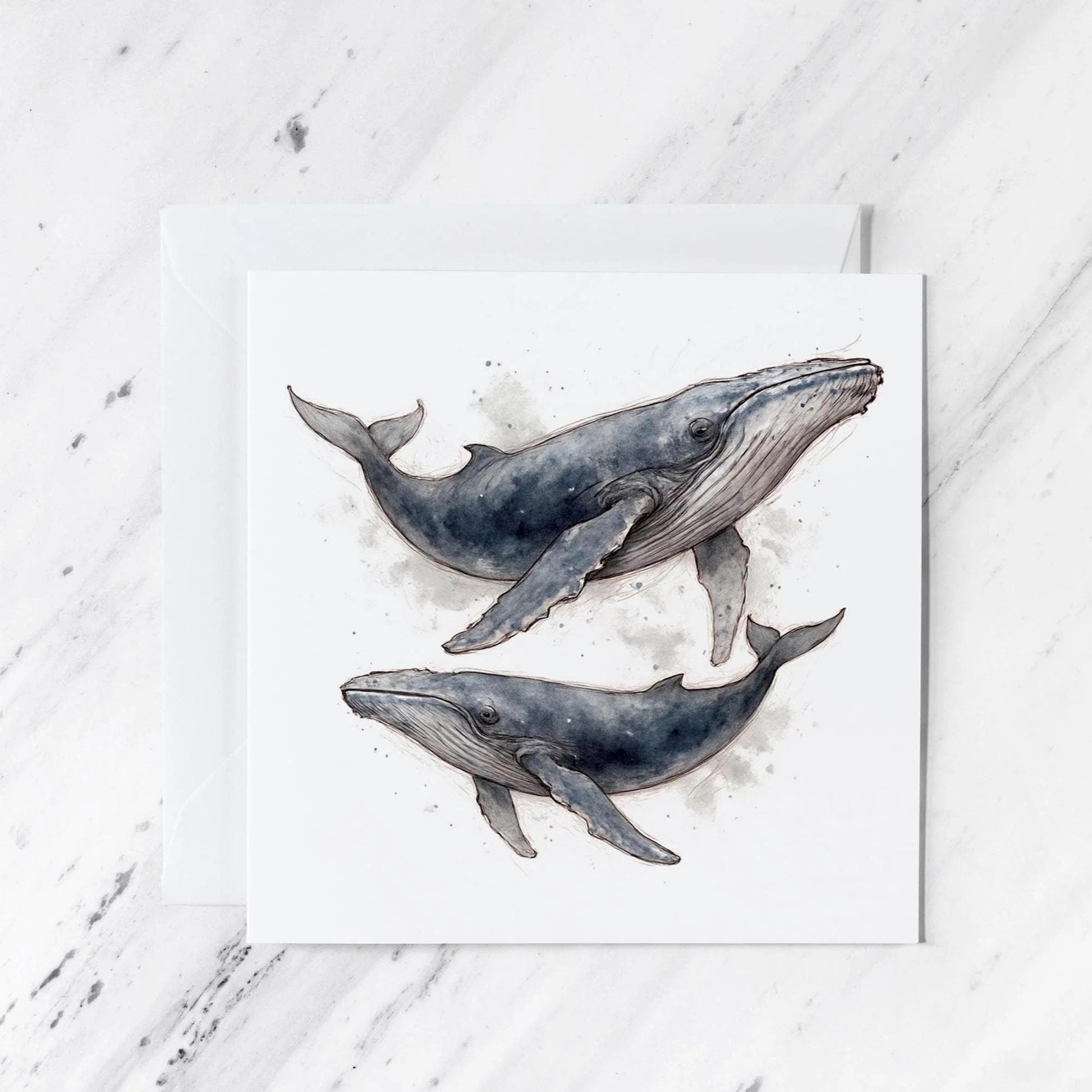 Whale Watercolour Card featuring ocean animal illustration, illustrated greeting card