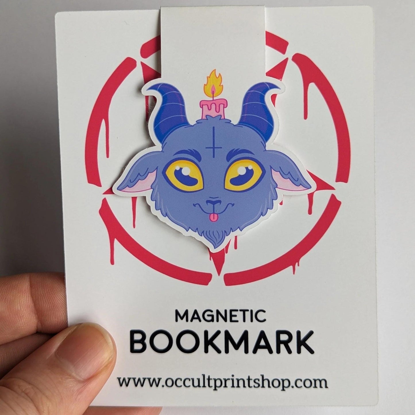 Kawaii Pastel Goth Magnetic Bookmark Demonic Goat Devil Design featuring goat.