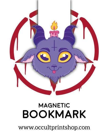Kawaii Pastel Goth Magnetic Bookmark Demonic Goat Devil Design featuring goat.