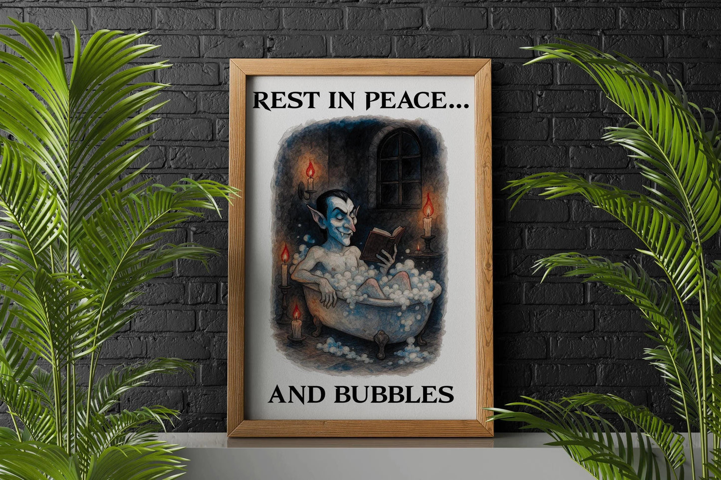 Gothic Vampire Bath Print: Funny Horror Bathroom Wall Art
