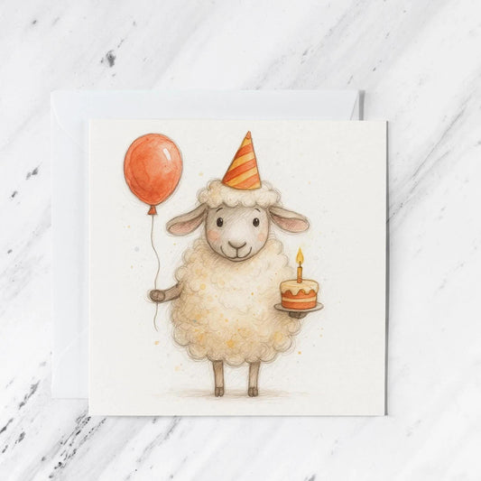 Sheep Birthday Card, illustrated greeting card