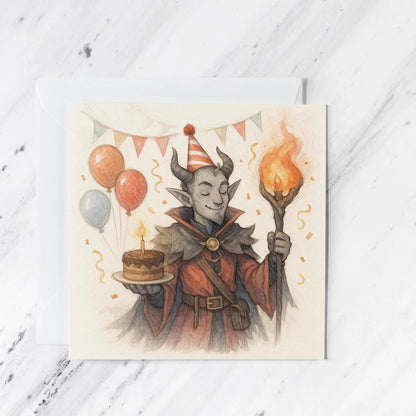 Fantasy Warlock Birthday Card, illustrated greeting card