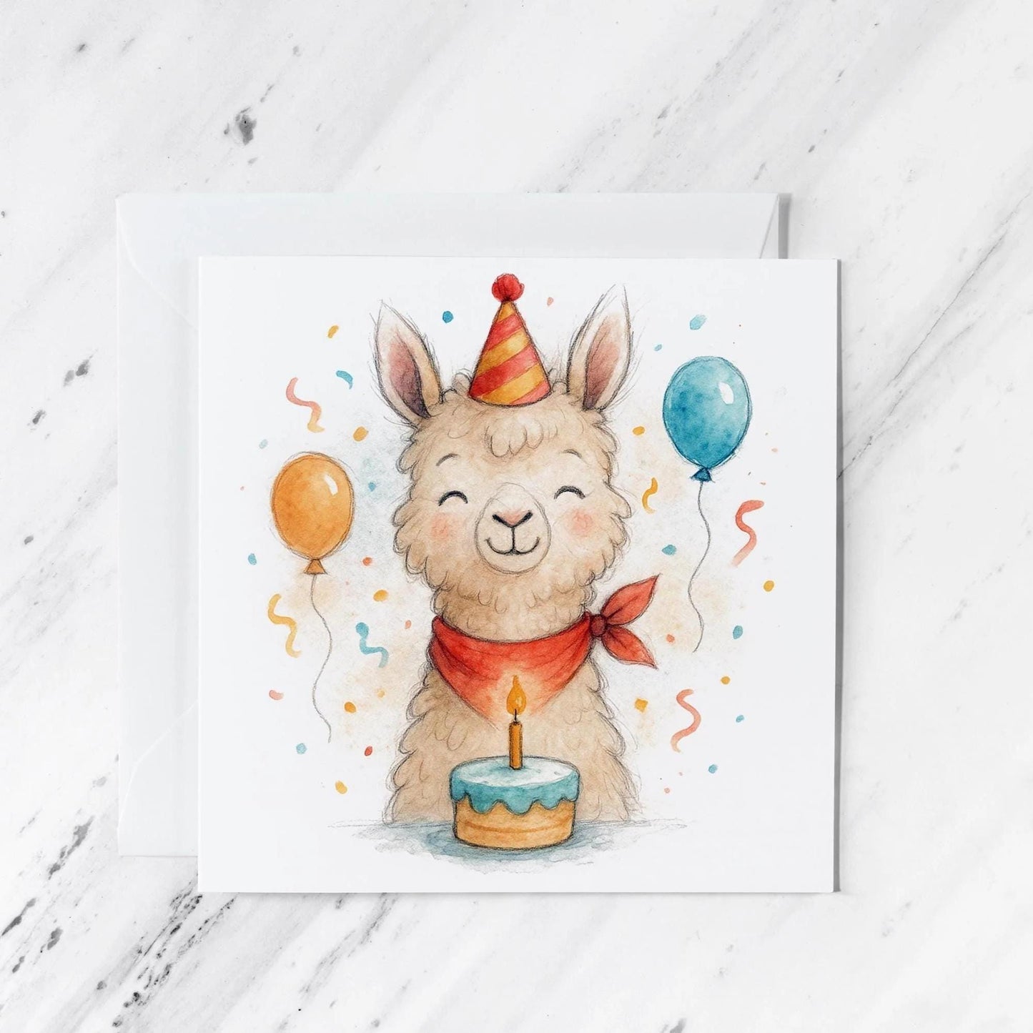 Llama Birthday Card, illustrated greeting card
