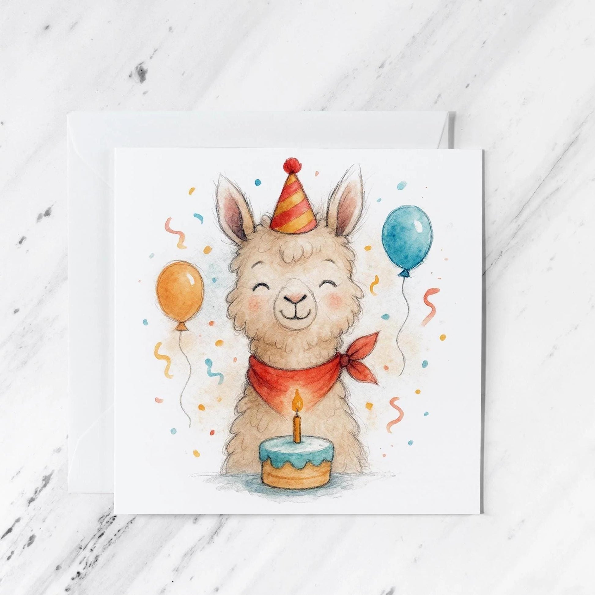 Llama Birthday Card, illustrated greeting card