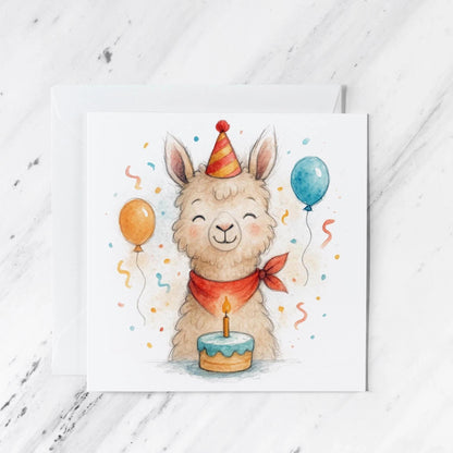 Llama Birthday Card, illustrated greeting card