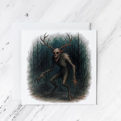 Wendigo Dark Forest Card, illustrated greeting card