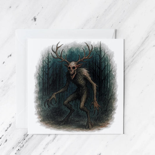 Wendigo Dark Forest Card, illustrated greeting card