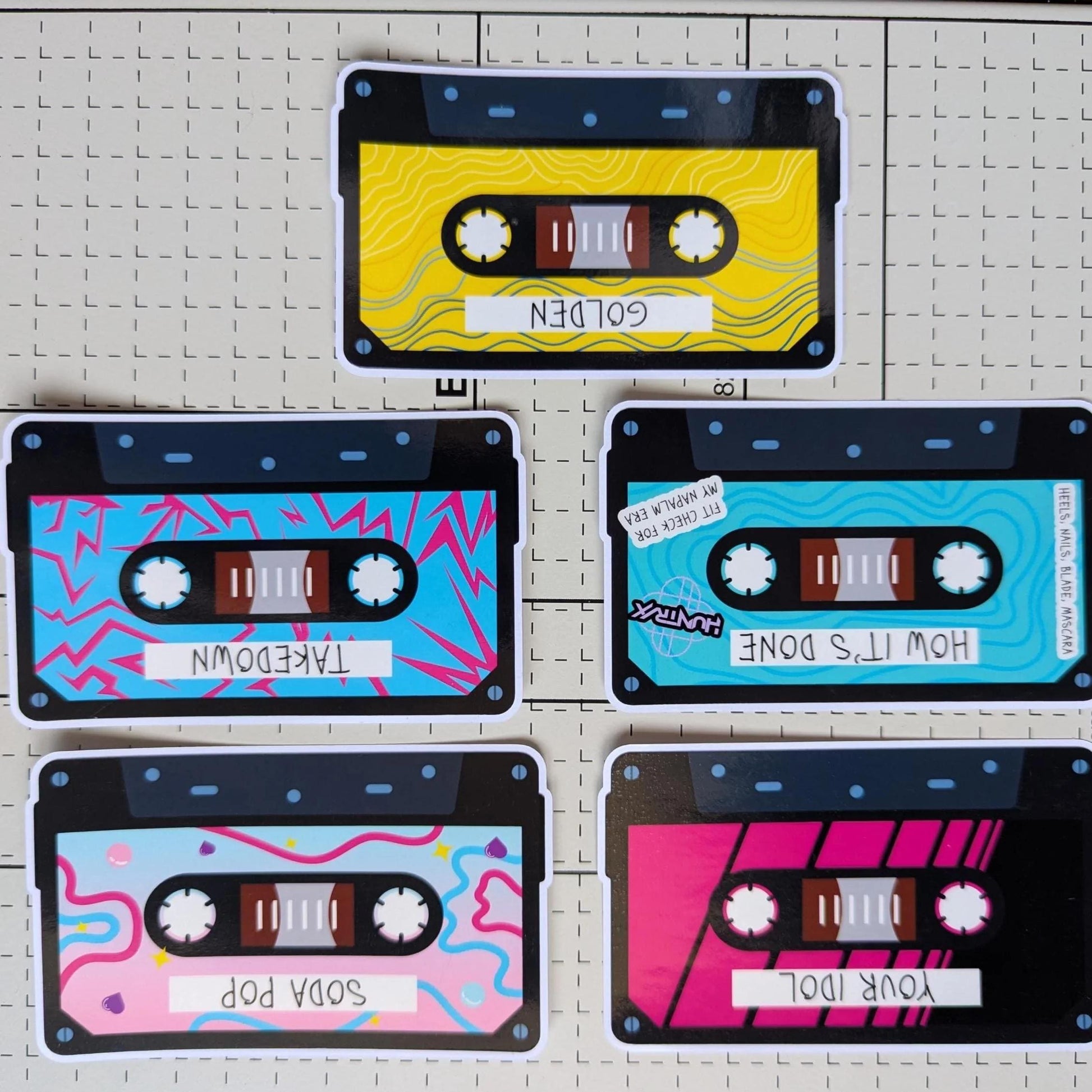 Cassette Tape Sticker featuring cassette tape, sticker design
