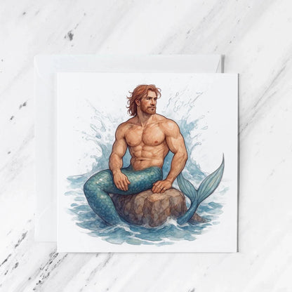 Merman Greeting Card | Watercolour Style Fantasy Illustration