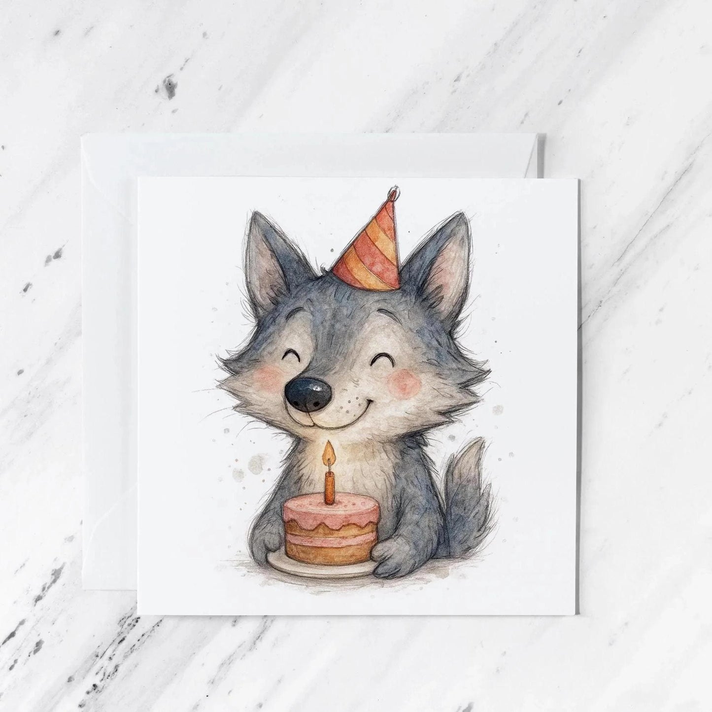 Wolf Birthday Card | Watercolour Illustration | Forest Animal Greeting