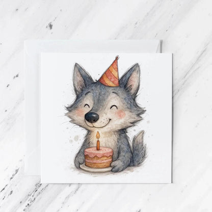 Wolf Birthday Card | Watercolour Illustration | Forest Animal Greeting