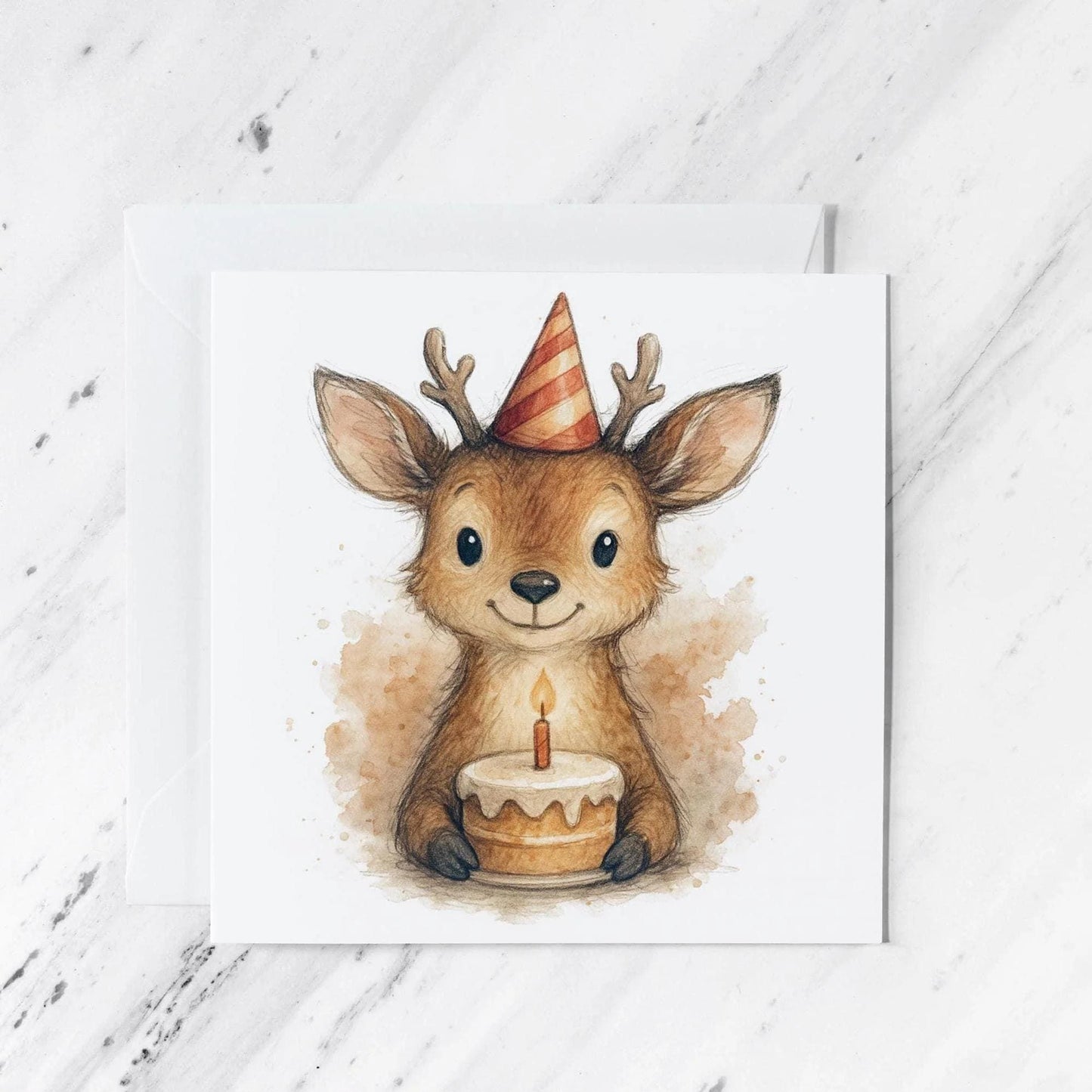 Woodland Deer Birthday Card | Watercolour Illustration